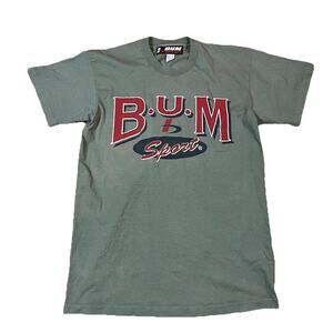 VTG BUM Sport T-Shirt Made in USA Large Gray/Green 90s Streetwear Grunge Faded